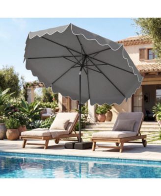 Outdoor Patio Umbrella with Stable Weighted Base and Sandbag Anchors