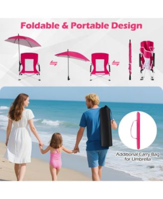 Two Pack Beach Umbrella Chairs with Adjustable Parasol