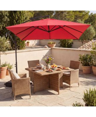 Solar-Powered Offset Hanging Umbrella with 40 LED Lights for Patio