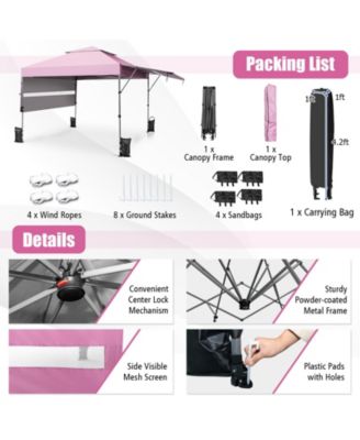 10 x 17.6 ft Instant Pop Up Canopy Tent with Dual Half Awnings