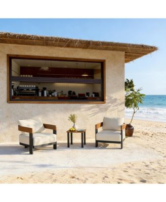 3-Piece Patio Conversation Set with 2 Armchairs & Coffee Table, Modern Garden Furniture