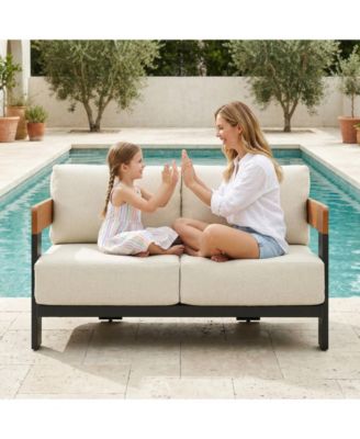 Outdoor Patio Sofa with Cushions, Metal Frame Patio Couch with  Thick Cushions, Outdoor Seating