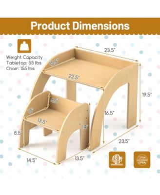 Kids Table and Chair Set with Wide Tabletop and Curved Edges