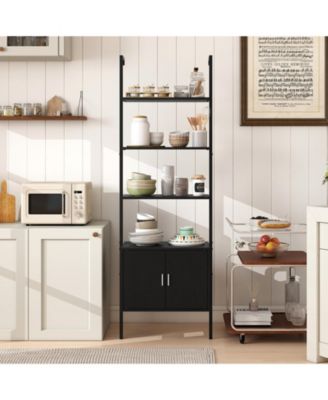 72.5 in Tall Bookshelf with Cabinet, Metal Frame and Anti-Tipping Kits