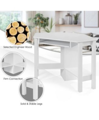 Corner Computer Desk with Keyboard Tray, 3 Storage Cupboards and Display Shelves