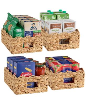  Scalloped Shelf Baskets, Woven Storage Bins, 4 Pack