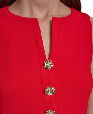 Women's Notch-Neck Sleeveless Knee-length Dress