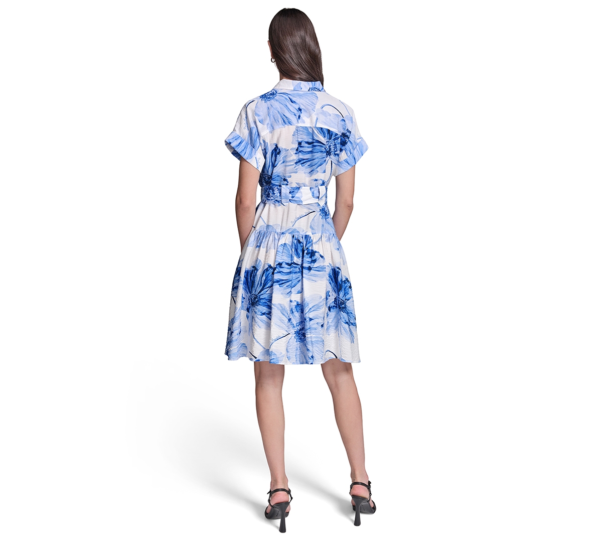 Karl Lagerfeld Paris Women's Crinkle Woven Printed Shirt Dress