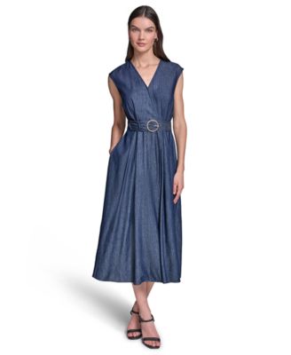 Women's Surplus Flare Midi with Belt Dress 