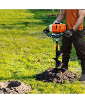 Post Hole Digger, 63CC Gas Powered Auger with 8" Drill Bits and Extension Rod
