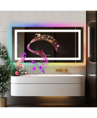 63 x 31.5 in Smart LED Bathroom Vanity Mirror with Bluetooth Speaker and 11-Setting Dimmable Lighting