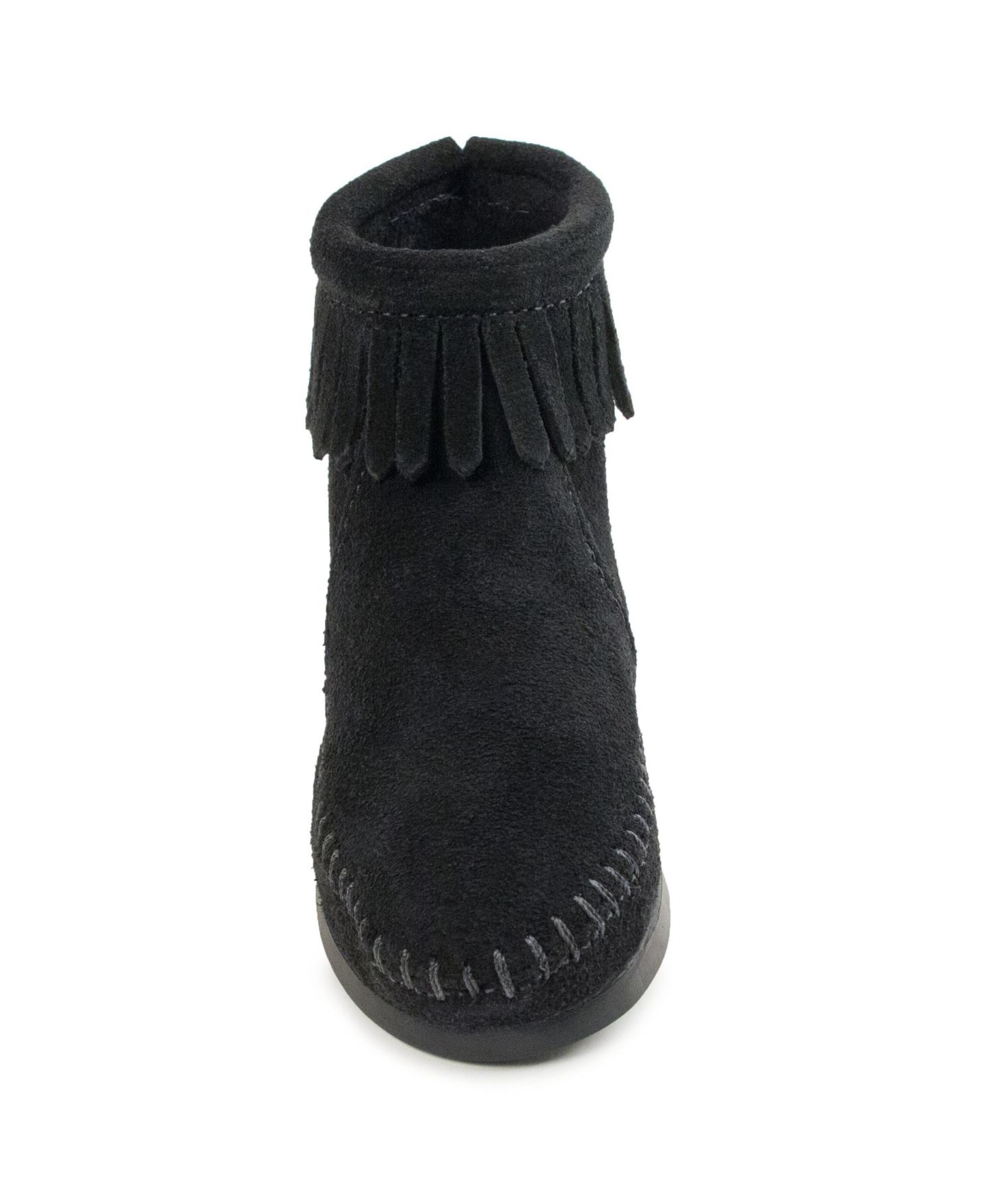 Детские ботинки Minnetonka Kids' Suede Back Zip, цвет: Чёрный — фото 3