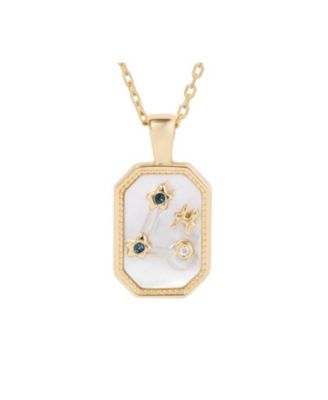 Little Sky Stone Birthstone Zodiac Pendant Necklace - Pisces march aquamarine 104$