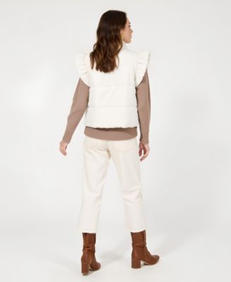 Women's Lea Ruffle Shoulder Tie-Front Puffer Vest