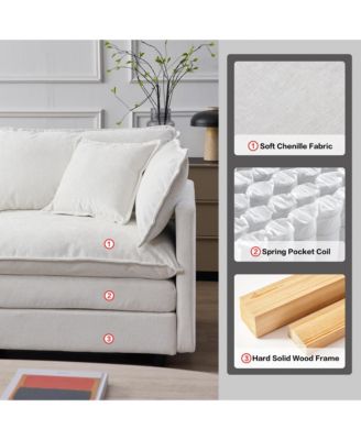 Modular Sectional Sofa - 105" L-Shape Chenille Fabric Couch, Modern Convertible 3-Seater Sofa with Movable Ottoman for Living Room