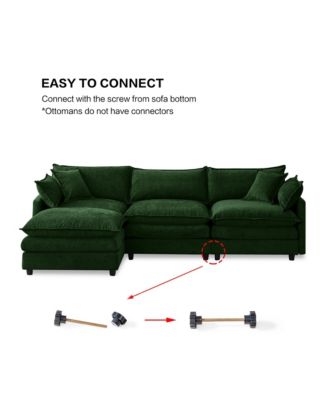 Modern Modular Sectional Sofa, 105" L Shape 3-Seater Chenille Couch with Detachable Footrest for Living Room Use