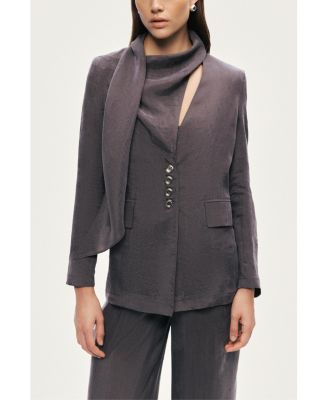 Women's Asymmetrical Draped Tailored Jacket