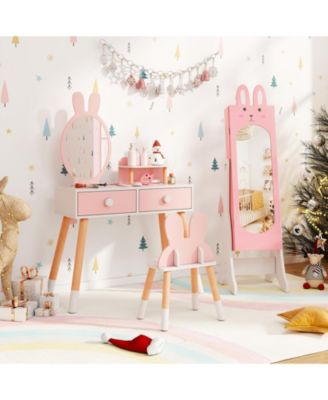 Kids Jewelry Armoire Cabinet with 2 Tilt Angles and Large Capacity