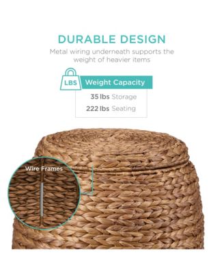 Vintage Multipurpose Hyacinth Storage Organizer Tote Basket  Lid