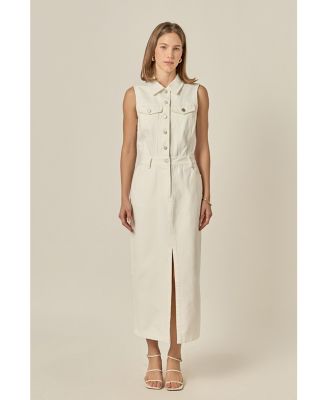 Women's English Factory Sleeveless Maxi Denim Dress
