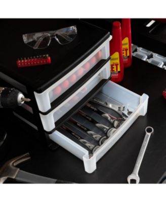 USA Medium 3-Drawer Stacking Desktop Organizer, 1 Pack, Plastic Drawer Storage Container for Stationery Art Craft Supplies Kitchen Office Garage