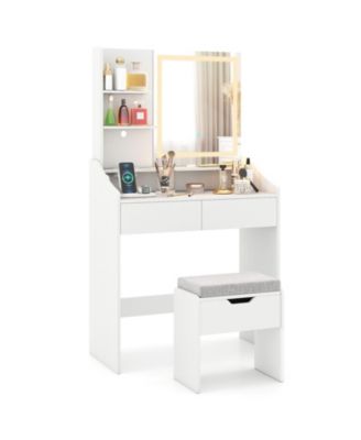 Vanity Desk LED Lighted Makeup Table with 3 Color Modes