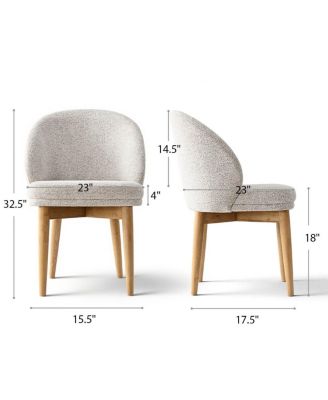  Set of 2 Chenille Upholstered Dining Side Chairs with Solid Wood Legs