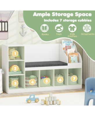 3-in-1 Kids Bookcase with Reading Nook and Cubby Storage, 53.5 in Wide