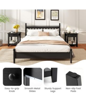 Nightstand with Drawer 3-Tier Modern Bedside Table with Open Shelf and Storage