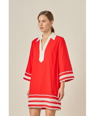 Women's Color Block Shirt Mini Dress