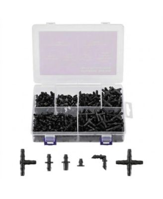 Drip Irrigation Fittings Kit, 300 Pcs, for 1/4" Tubing, for Yard and Garden