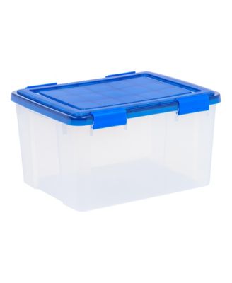 USA WEATHERPRO Airtight Plastic Storage Bins with Lids and Secure Latching Buckles, 46.6 Quart, Set of 4