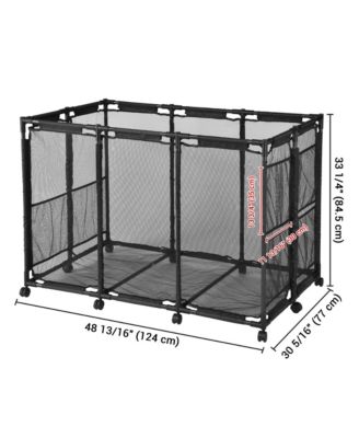 Extra Large 12 Wheels Rolling Mesh Pool Storage Bin Metal Frame with Cover Replacement Net