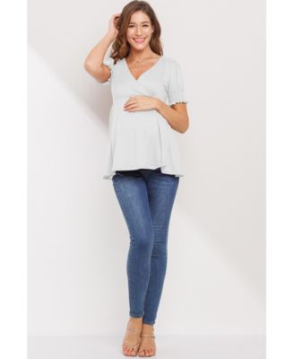 Maternity Wrap Nursing Top with Empire Waist