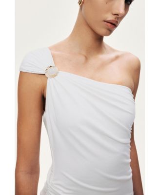 Women's One-Shoulder Contrast Maxi Dress