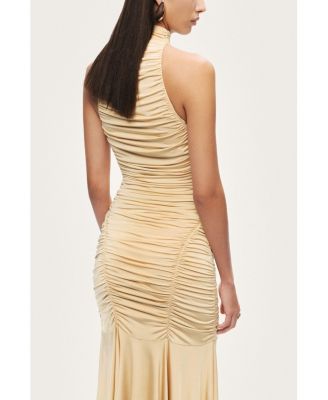 Women's Ruched Halter Midi Dress