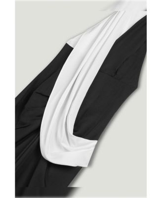 Women's Contrast Draped Halter Maxi Dress