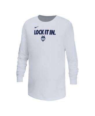 Big Boys and Girls White UConn Huskies On-Court Bench Legend Dri-FIT Long Sleeve T-Shirt