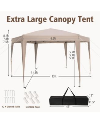 13 x 11.5 ft Hexagon Pop Up Canopy with Height Adjustable Legs