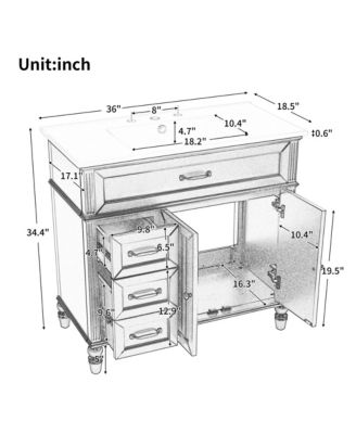  Bathroom Vanity with Sink Black Cabinet with Drawers Durable Frame MDF Board Spacious Storage Two Package Delivery