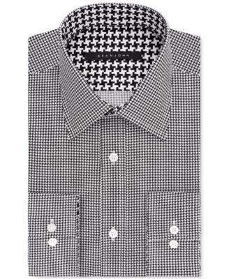 Sean John - Men's Big & Tall Classic-Fit Black Houndstooth Dress Shirt