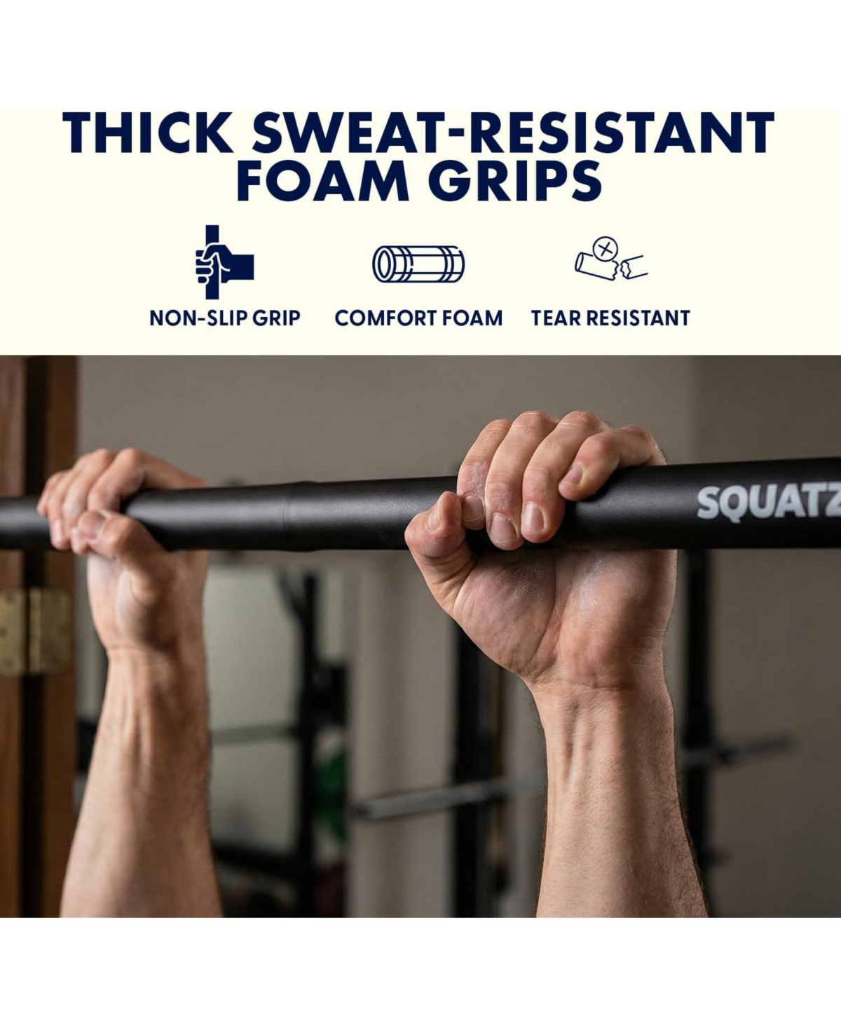 Squatz Adjustable Doorway Pull-Up Bar with Anti-Slip Grip and Locking Mechanism