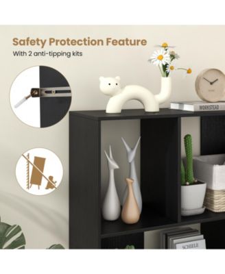 4-Compartment Open Shelf Bookcase with Metal Legs, 35.5 x 12 x 35.5 in