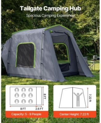 10.6x8 FT SUV Tailgate Tent 5-9 Person PU3000 Waterproof