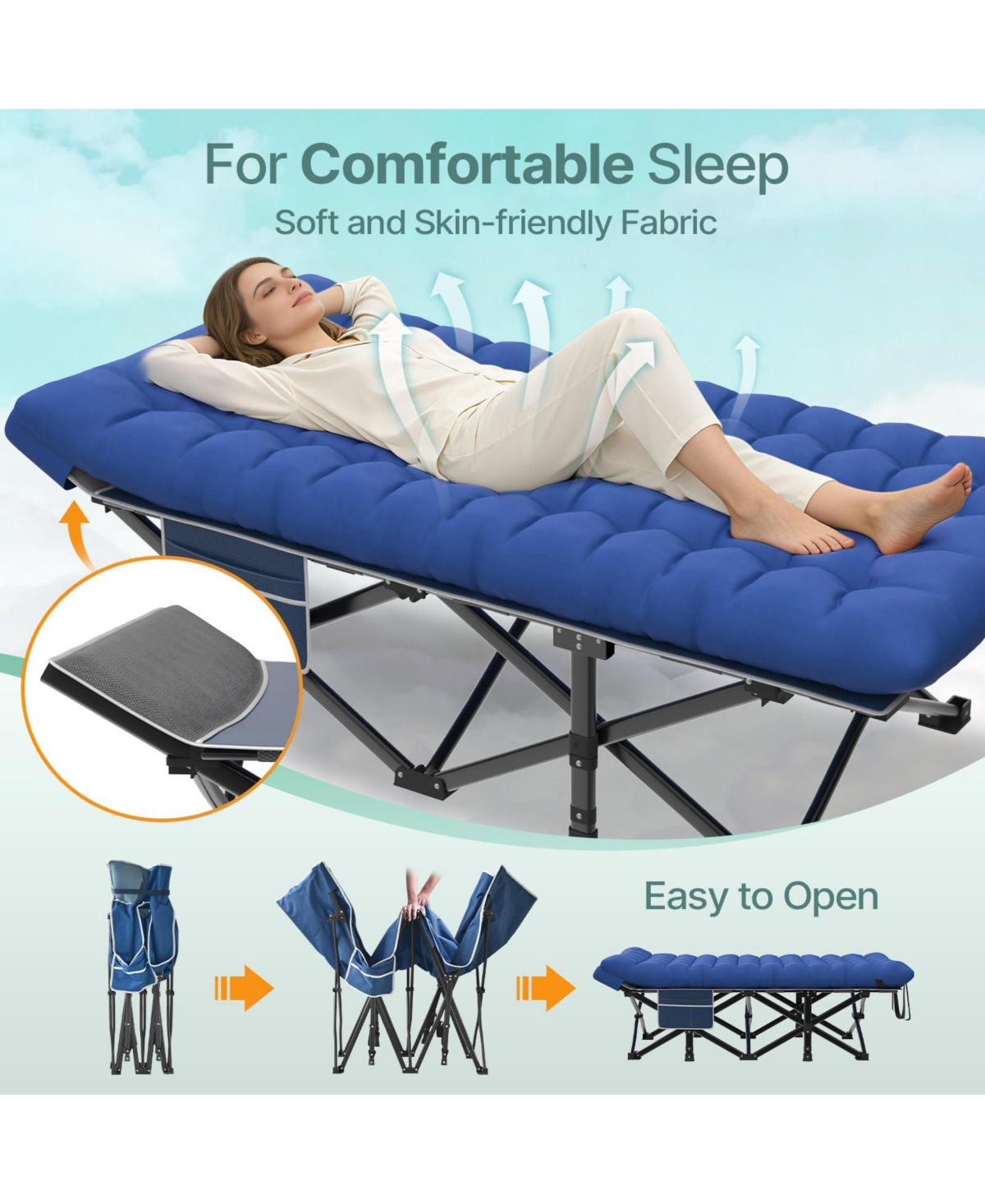 Gnuadz Folding Camping Sleeping Mattress Portable Heavy Duty Pillow Oxford Carry Bag Adults Travel Nap