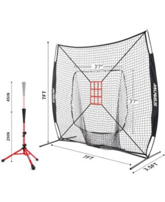  Baseball Softball Practice Net,Pitching Net,Batting Net,with Baseball Tee,Bonus Strike Zone and Bow Frame