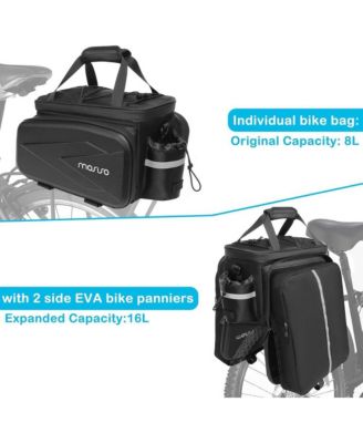 Insulated Bike Rear Rack Bag 8L Trunk Cooler with Foldable Panniers, Waterproof Cycling Storage Bag with Shoulder Strap for Commuting
