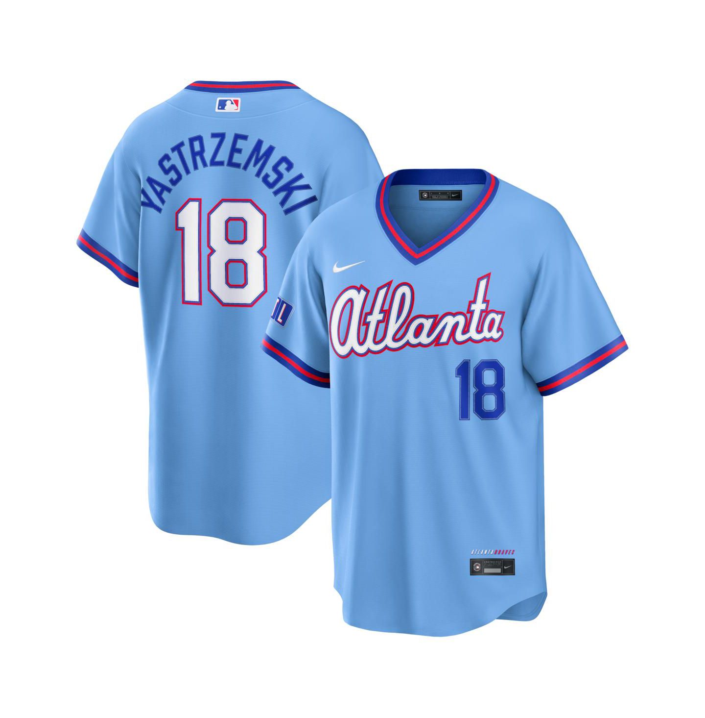 Мужской топ Nike Mike Yastrzemski Powder Blue Atlanta Braves 2026 City Connect Stadium Jersey — фото 1