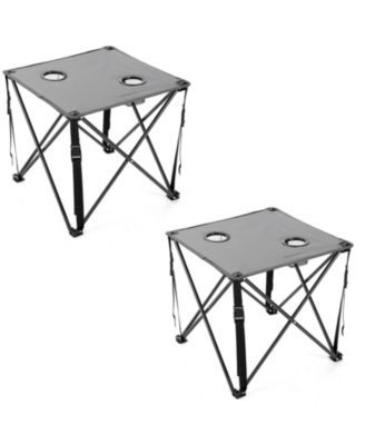 26" Heavy-Duty Portable Folding Camping Table, Square 600D Canvas Top, 2 Cup Holders, Steel Frame, Carry Bag, 2-Pack