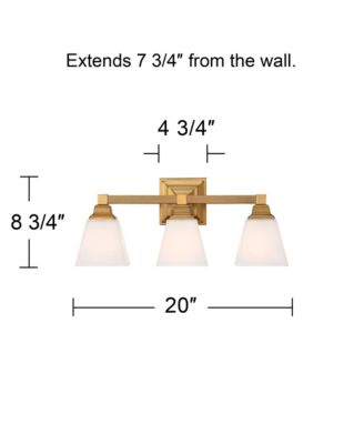 Mencino Modern Wall Light Warm Brass Hardwire 20" 3-Light Fixture Etched Opal Glass Shade for Bedroom Bathroom Vanity Living Room House